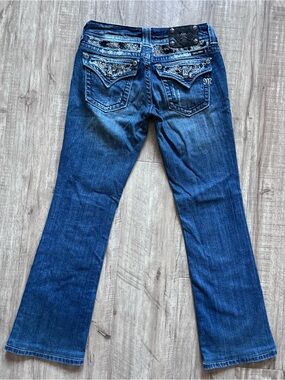 Miss Me bling Dark Blue Embellished bootcut denim Jeans western cowgirl stampede